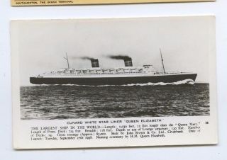 Rms Queen Elizabeth Rppc Postcard - Cunard White Star Line
