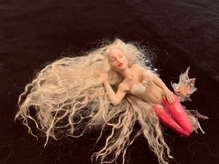 Tiny Sleeping Beauty Mermaid OOAK Polymer Clay Art Doll - Resell 3