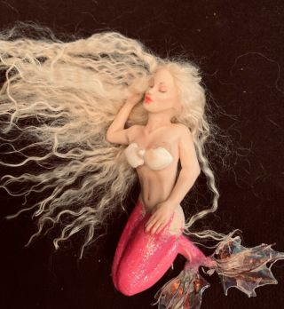 Tiny Sleeping Beauty Mermaid OOAK Polymer Clay Art Doll - Resell 4