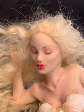 Tiny Sleeping Beauty Mermaid OOAK Polymer Clay Art Doll - Resell 5