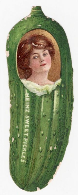 Orig Early Rare 1900s Die - Cut Heinz Sweet Pickle Double - Sided Advert Card Food