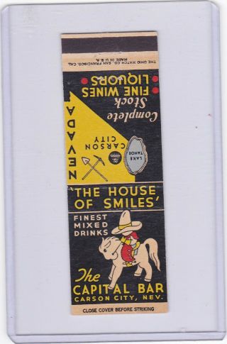 The Capital Bar Cocktail Carson City,  Nevada List In 1954 Nevada Phone Book