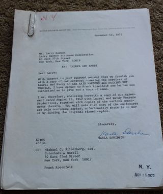 Bozo The Clown Laurel & Hardy Contract Agreement Larry Harmon Pictures