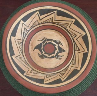 Native American Hand - Crafted 11” Pottery Bowl Signed