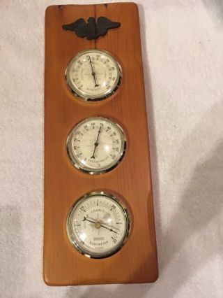 Springfield Humidity Barometer Thermometer - 3 Instrument Weather Station - 16x6 "