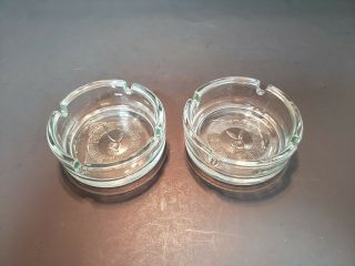 2 Vintage Playboy Club Clear Glass Embossed Bunny Ashtray 4 "