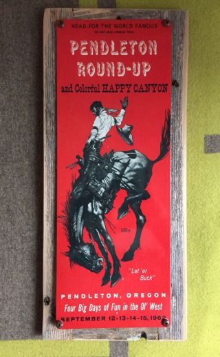 Pendleton Round Up Happy Canyon Oregon Western Rodeo Horse Vintage Framed Sign