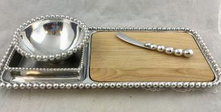 Mariposa Mexico Pearled 5 Piece Cheese Board Recycled Aluminum Serving Set