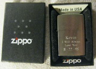 Vintage Old Stock Zippo Lighter,  Engraved,  001339,  Kevin