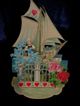 Large Vintage Valentine Die Cut Pop - Out Stand Up 10 " X 8 " Germany