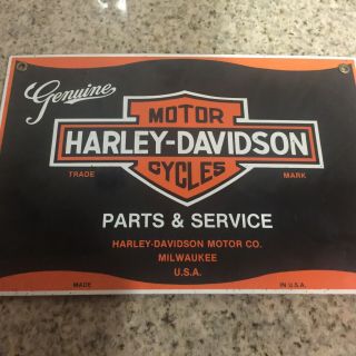 Vintage Harley Davidson Motorcycle Dealer Porcelain 12 " X8 " Parts Service Sign