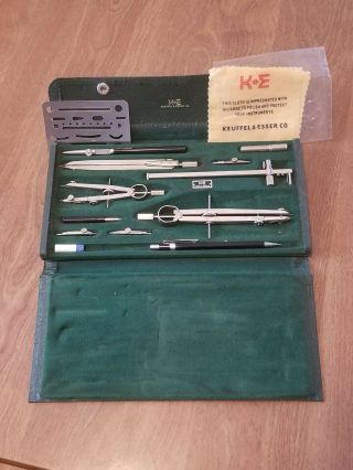 Keuffel & Esser Vintage 11 - Piece Drafting Architect Tool Kit With Case Compass