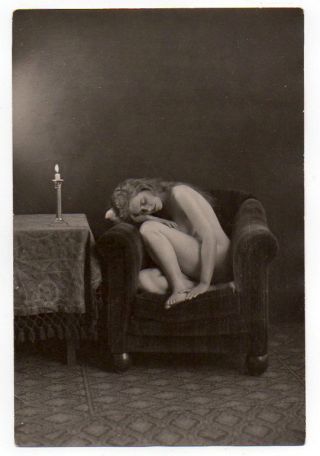 Nude Model Napping By Candle Albert Arthur Allen 1920s Orig Photo Figure Study