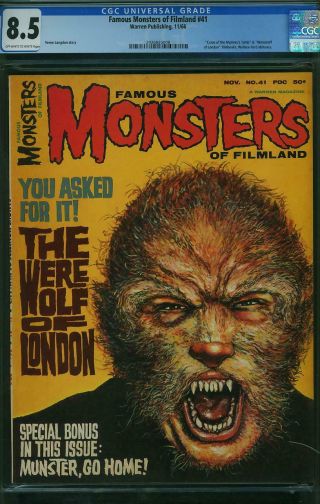 Famous Monsters Of Filmland 41 Cgc 8.  5 Oww Barnabis Werewolf Of London Warren
