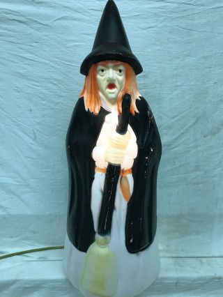 Blow Mold Vintage Halloween Witch From Empire Orange Hair