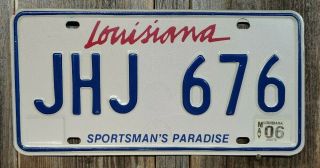 2004 Louisiana " Sportsman Paridise " License Plate W/06 Renew Stkr.