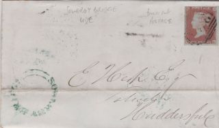 1849 Qv Sowerby Bridge Udc On Cover With A 4 Margin 1d Penny Red Imperf Stamp