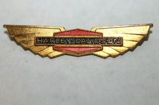 Vintage Harley Davidson Gold Tone Wings Pin 1 5/8 " L Mark