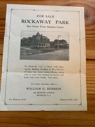C1910 Advertising Poster Ocean Front Boardwalk Brooklyn York Rockaway Park