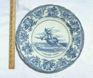 W.  Adams & Co.  - England - Collectible Plate,  Salem,  Ma - 1692,  Witch On Broom