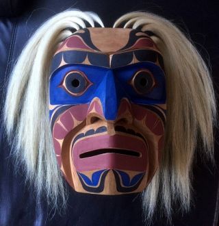 Authentic Northwest Coast Native Indian Art Warrior Mask Cedar 1st Nations Cedar