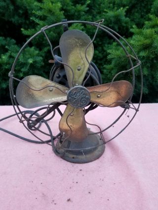 Barn Find 6 Antique Brass Cast Iron Electric Oscillating Fan - General Electric