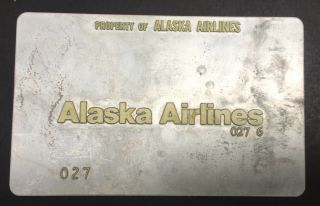 Rare Vintage Alaska Airlines Metal Ticket Validation Plate Travel Agency
