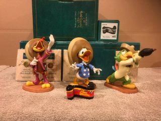 Wdcc The Three Caballeros 4pc Set - Amigo Donald Duck,  Jose Carioca,  Panchito