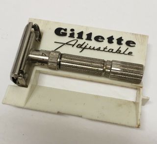 Vintage Gillette Safety Razor Adjustable Fatboy E 2 Shave