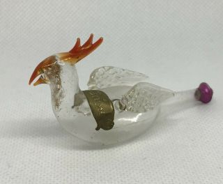 Clear Blown Glass Rooster Perfume Bottle Decanter German Vintage