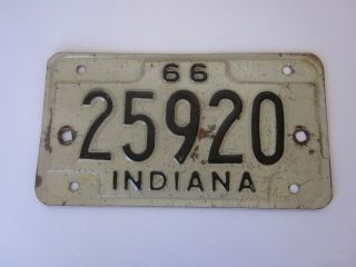 Vintage Indiana Motorcycle License Plate 1966