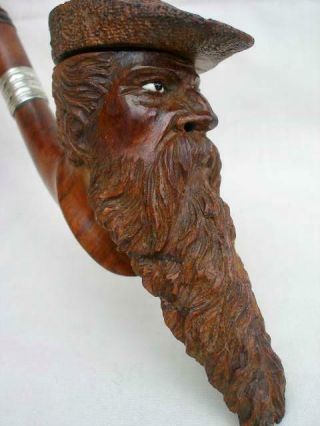 Antique Pipe Carved In The Form Of A Mans Head With Glass Eyes.