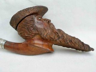 Antique Pipe Carved In The Form of a Mans Head With Glass Eyes. 2