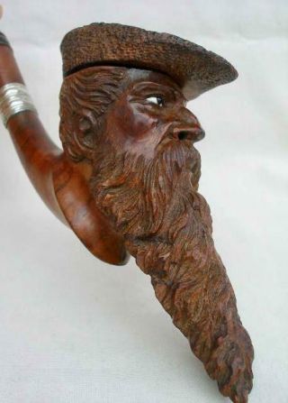 Antique Pipe Carved In The Form of a Mans Head With Glass Eyes. 5