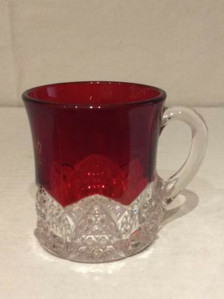 Eapg Ruby Stained Sterling Il In Ak Ga Souvenir Glass Mug Duncan Button Arches