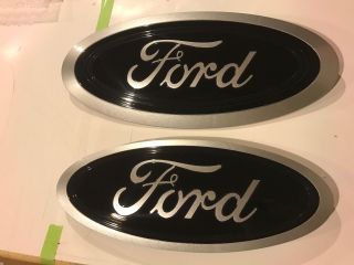 2017 Ford F - 250 Black & Ingot Silver Logo & Out Edge,  Emblem Set,  Front & Rear
