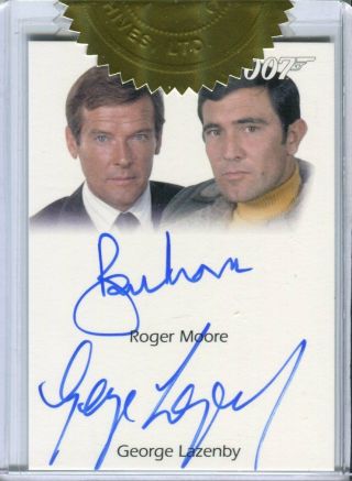 James Bond Heroes & Villains Roger Moore / George Lazenby Dual Autograph Card