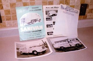 Vintage Sicard Sanivan Garbage Truck Sales Brochures & 8 " X 10 " Photo`s