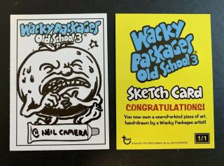 2012 Topps Wacky Packages Old School 3 Sketch Card By Neil Camera