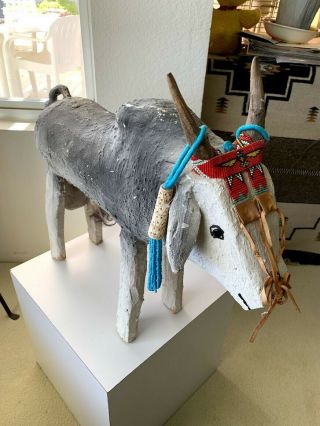 Native American Navajo Folk Art Braham Bull By Woody Herbert