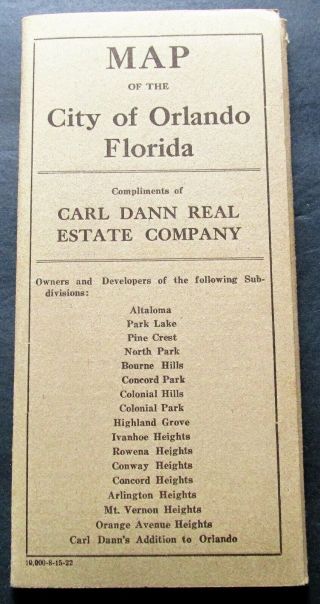 Vintage 1922 Southern Railway & Orlando Florida City Map Combined
