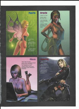 October 2005 Playboy Uncut Sheet Of Women Of Gaming Trading Cards 5 6 7 8