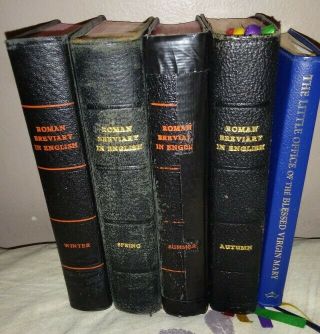 Roman Breviary - 1950 English 4 Volume Set Plus Little Office Of The Bvm