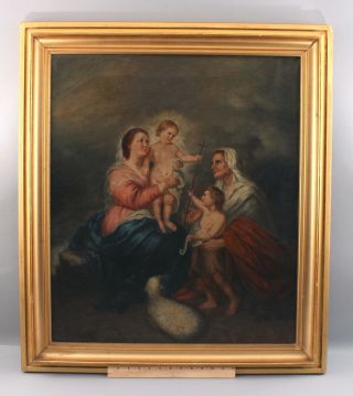 19thc Antique Religious Oil Painting,  Virgin Of Seville After Murillo Old Master