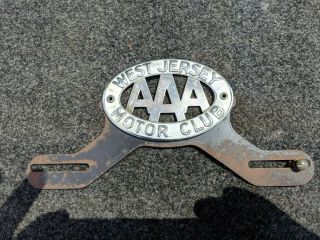 Antique Porcelian Aaa West Jersey Motor Club License Plate Topper And Bracket