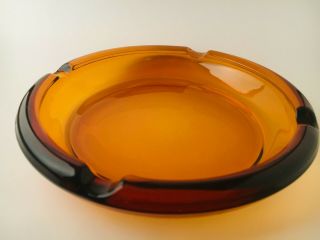 Vintage Ashtray Glass Amber Cigar Pipe Rests 8 " Man Cave Retro