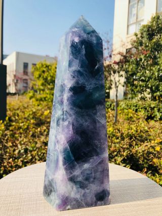 2155g Natural Fluorite Quartz Crystal Obelisk Wand Point Healing K109
