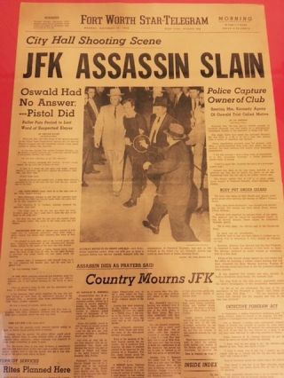 President Kennedy Assassin Slain November 25 1963,  Jack Ruby/lee Harvey Oswald
