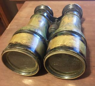 Antique Civil War Era Field Binoculars - Lamayre Paris Brass Vintage With Strap