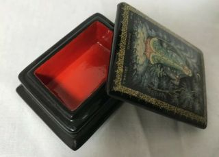 Vintage Hand Painted Russian Lacquer Box Snow Maiden signed 1.  75”X2” 3